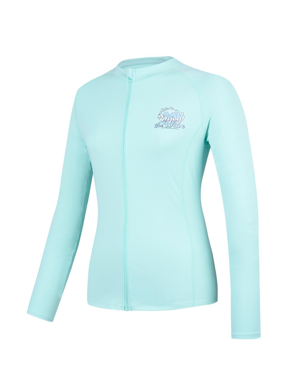 renomaswim Women's Enjoy Zip-Up Rash Guard [GREEN] (RN-CS2F551-MN)
