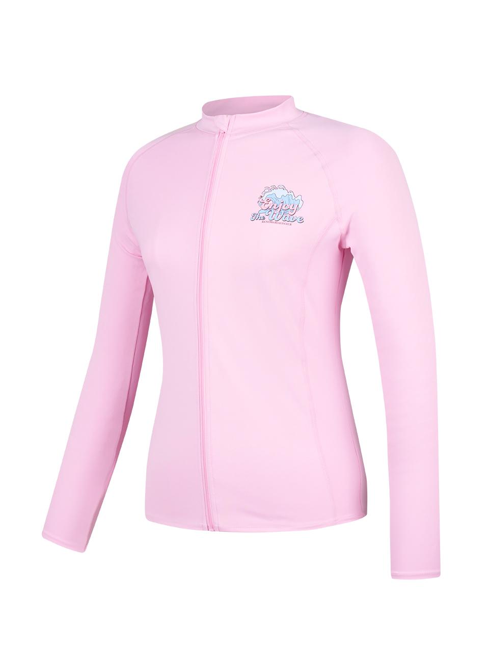 renomaswim Women's Enjoy Zip-Up Rash Guard (RN-CS2F551-PK) [Pink]