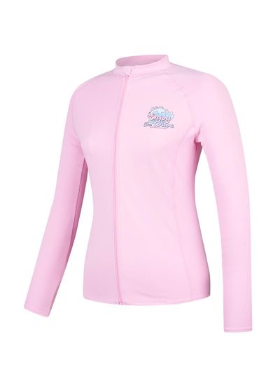 renomaswim Women's Enjoy Zip-Up Rash Guard (RN-CS2F551-PK) [Pink]