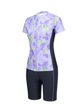 renomaswim Women's Tropical Aqua Mid-Thigh Half Body Swimsuit [PURPLE] (RN-LS2F586-PP)