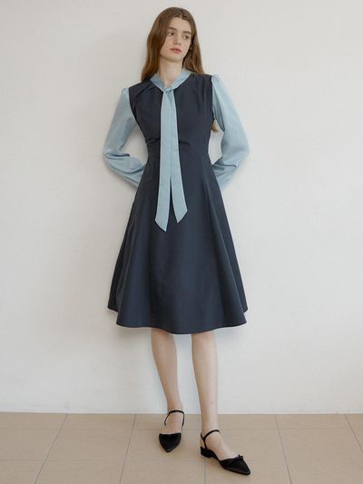 REORG At Layered Sleeveless Dress Navy