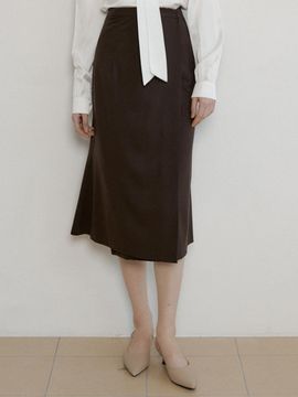 REORG At Wrap Button Flared Skirt Brown