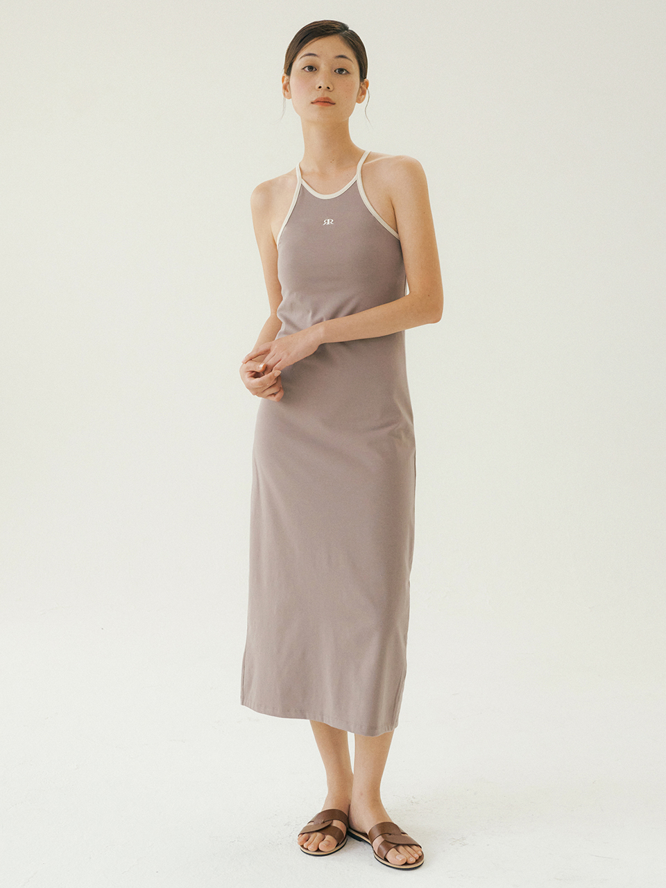 REORG Basic Sleeveless Halterneck Long Dress