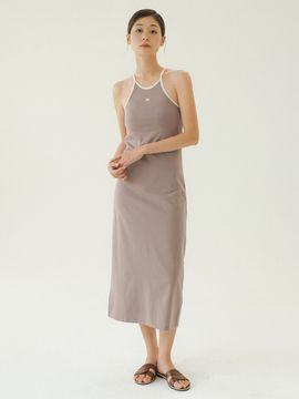 REORG Basic Sleeveless Halterneck Long Dress