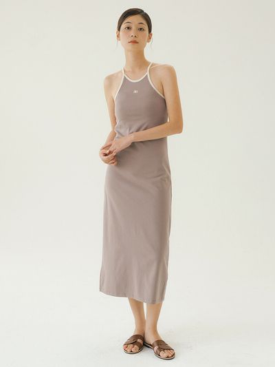 REORG Basic Sleeveless Halterneck Long Dress