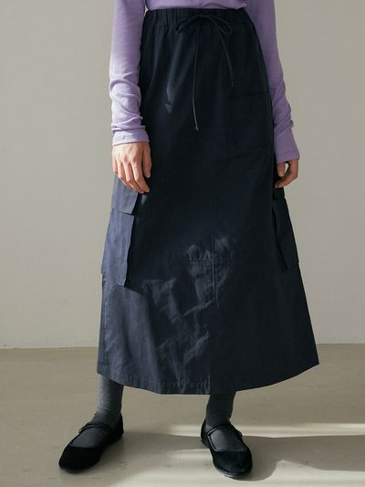REORG DRO Banding Cargo Skirt _ Navy
