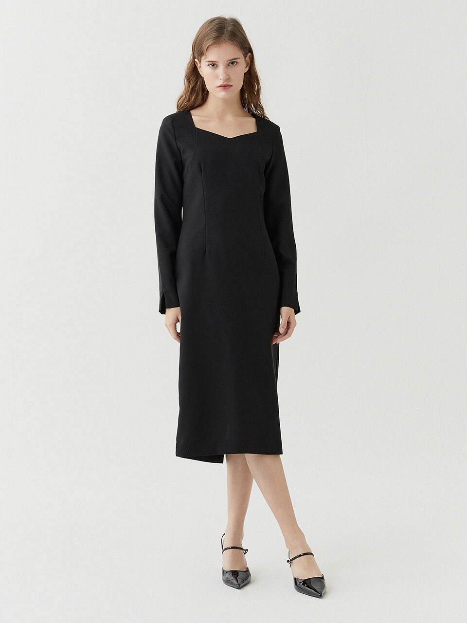 REORG Dro Bolero Heart Neck Dress_Black