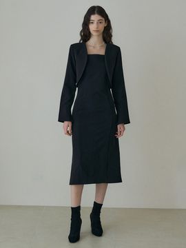 REORG DRO Bolero Jacket and Strap Dress Set _ Black