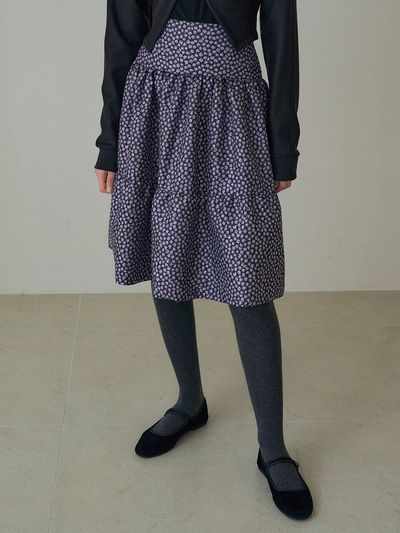 REORG DRO Floral Tiered Midi-Skirt _ Purple
