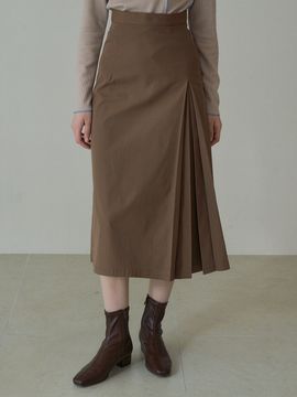 REORG DRO One-Side Pleats Midi-Skirt _ Camel