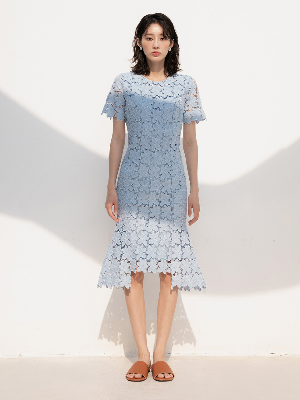 REORG DUL Short Sleeve Lace Dress_Sky Blue