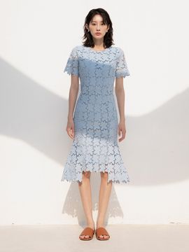 REORG DUL Short Sleeve Lace Dress_Sky Blue