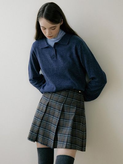 REORG EOT CHECKERED PLEATS MINI SKIRT BROWN