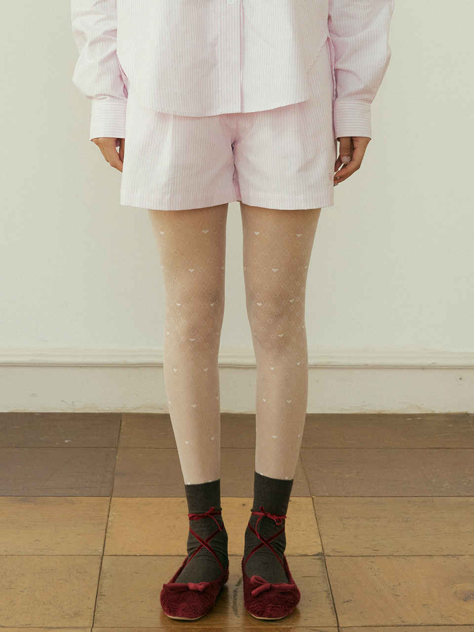 REORG Fel Oxford Stripe Half Pants_Light Pink