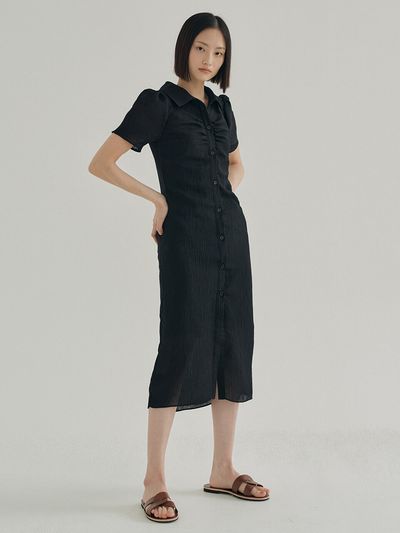 REORG FJD Front Shirring Dress (Black)