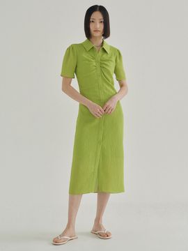 REORG FJD Front Shirring Dress (Light Green)