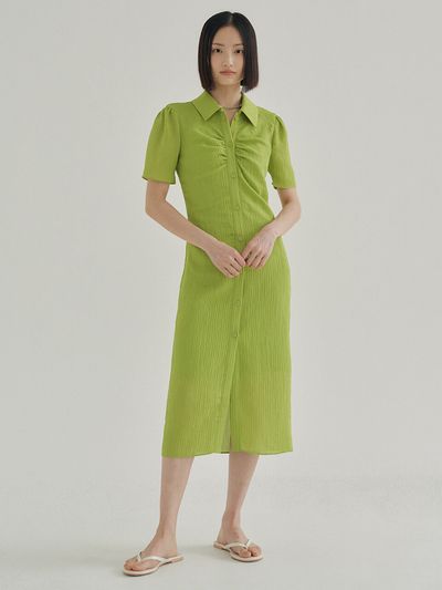 REORG FJD Front Shirring Dress (Light Green)