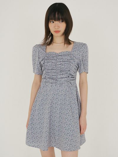 REORG FJD Heart Neck Floral Pattern Dress_Green