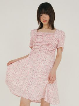 REORG FJD Heart Neck Floral Pattern Dress_Pink