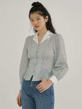 REORG KACK Floral Pattern Collar Blouse (Purple)