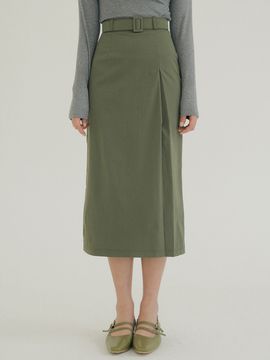 REORG KACK One Pin-tuck Belt Skirt (Khaki)