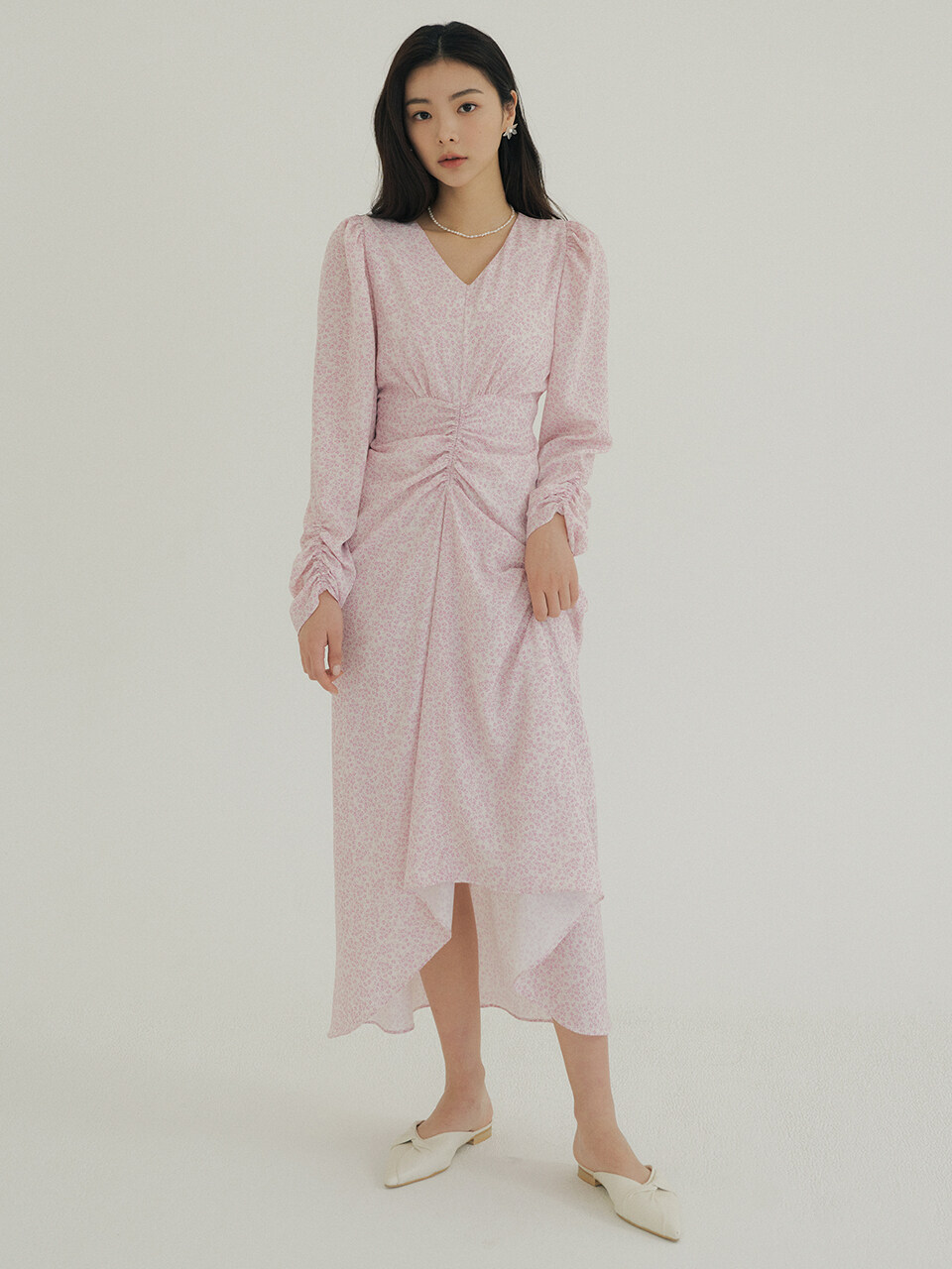 REORG KACK Wave Shirred Flower Dress (Pink)