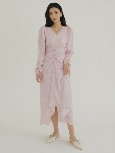 REORG KACK Wave Shirred Flower Dress (Pink)