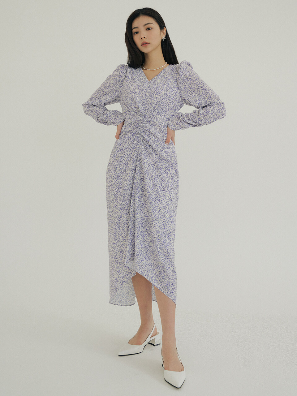 REORG KACK Wave Shirred Flower Dress (Purple)