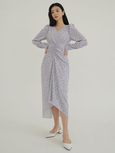 REORG KACK Wave Shirred Flower Dress (Purple)