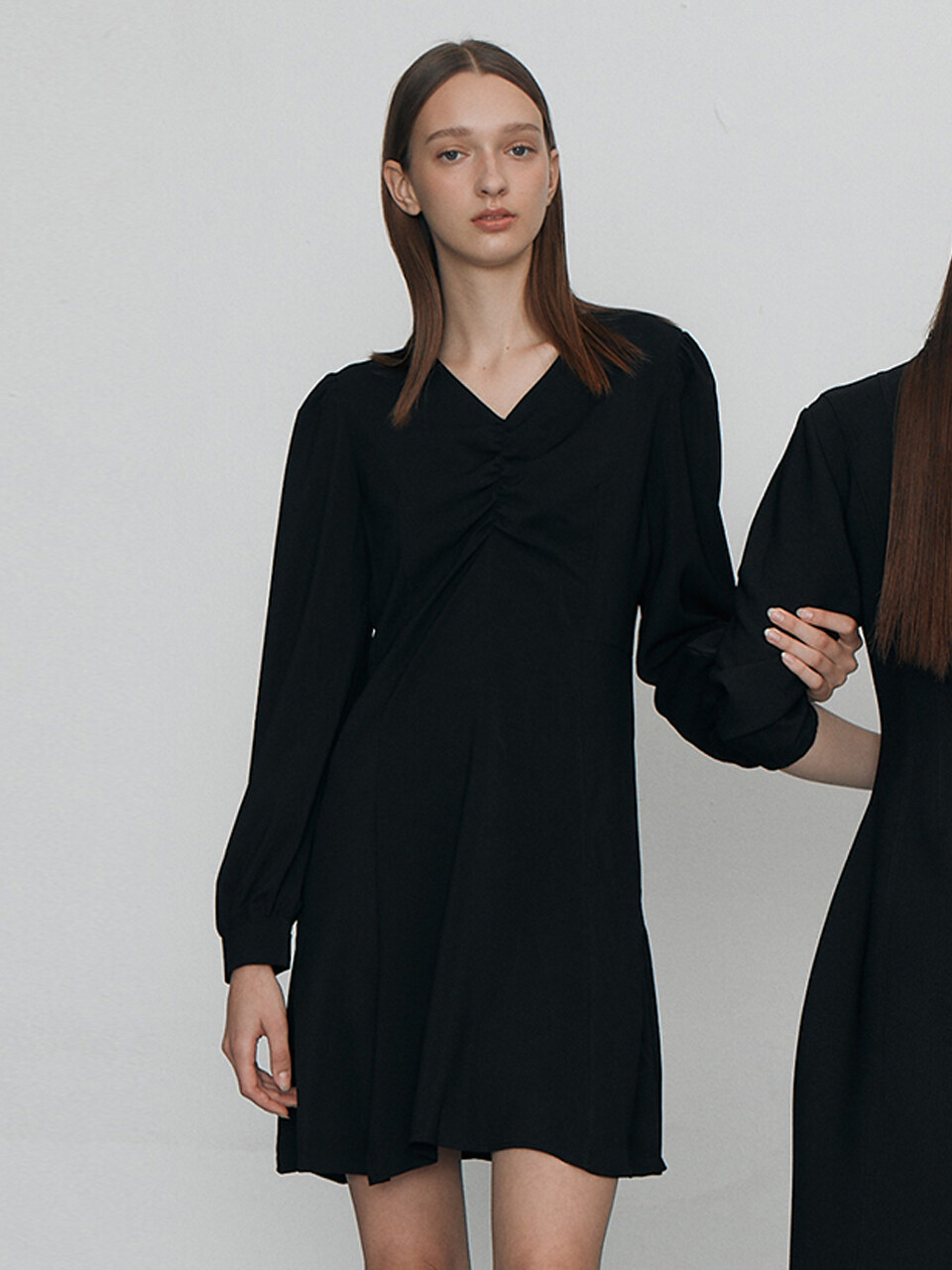 REORG Noi Shirring Dress_2 Colors ( Black / Pink )