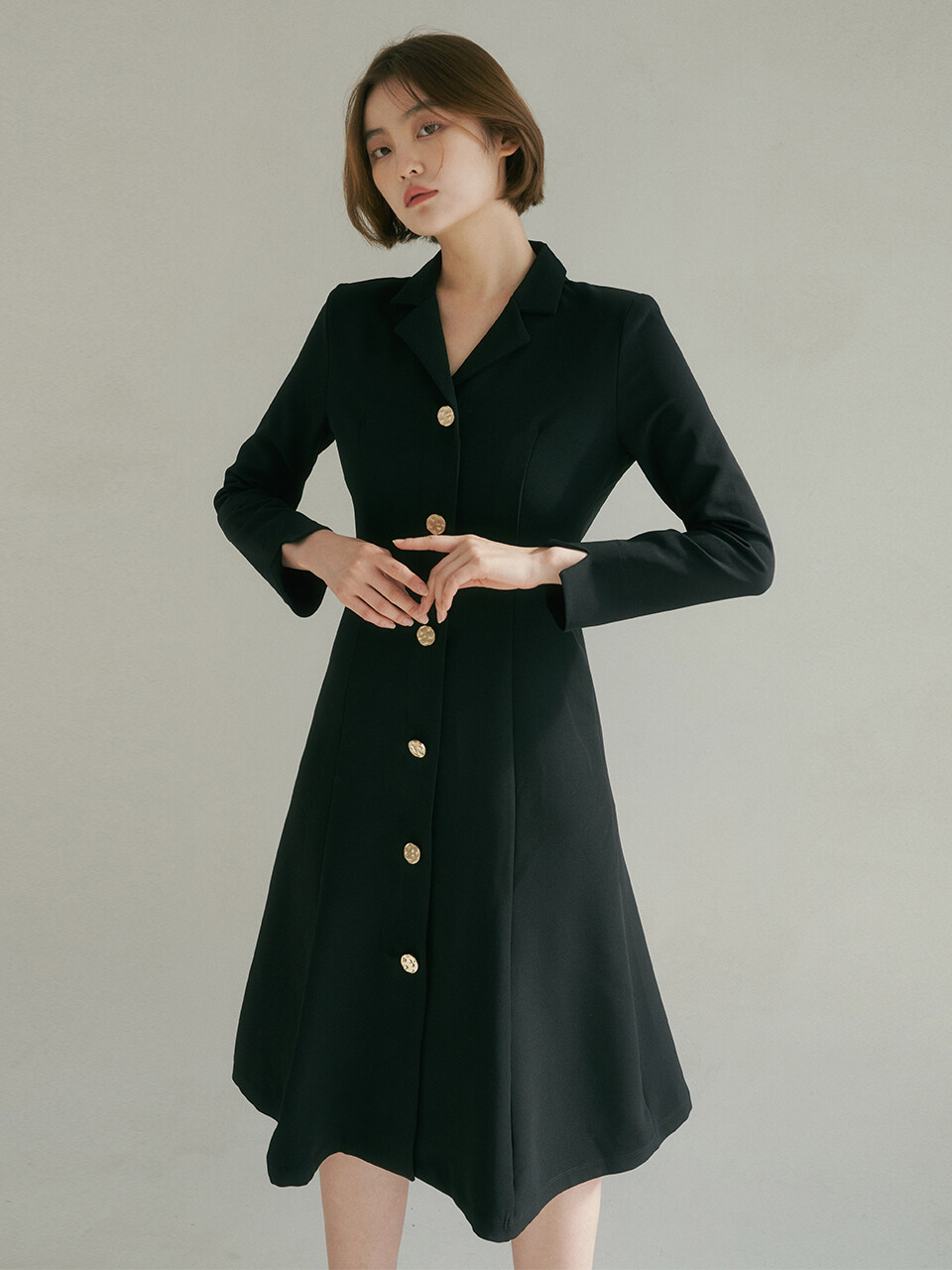 REORG Nos One-button Pocketless Mermaid Dress_Black