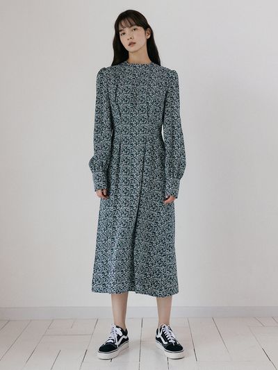REORG Nue Floral Shade Pattern Dress Green