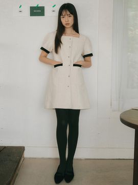 REORG Oson Square NEck Puff Sleeve Dress