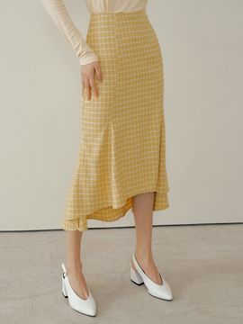 REORG Pod Check Panel Long Skirt_Yellow