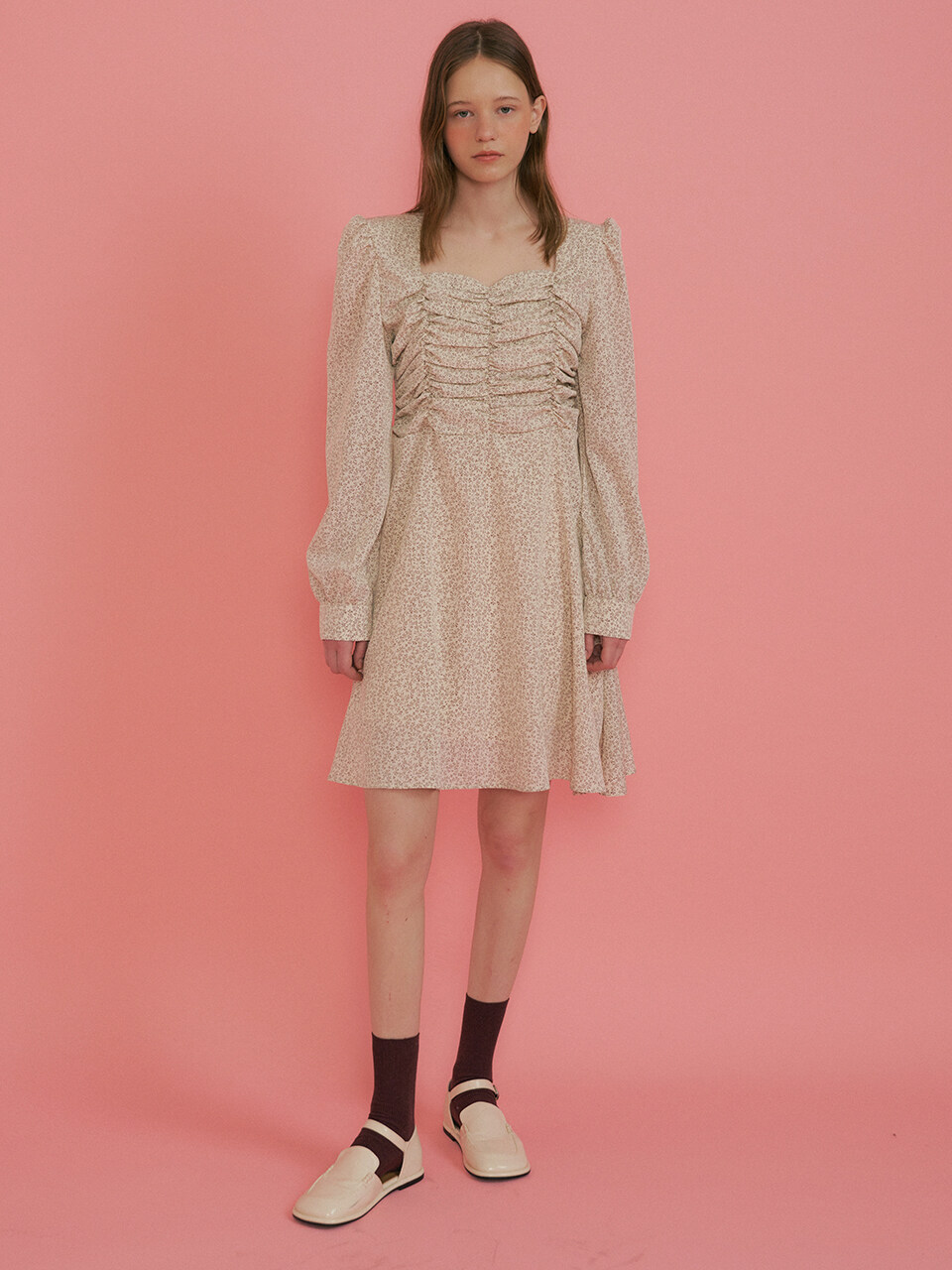 REORG Pod Heart-neck Floral Pattern Dress_IV