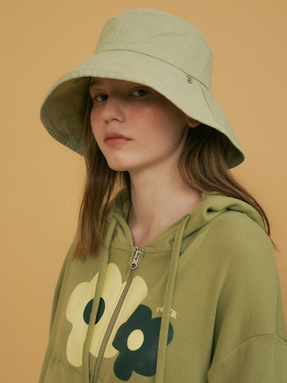 REORG Pod Logo Cotton Bucket Hat_ Green
