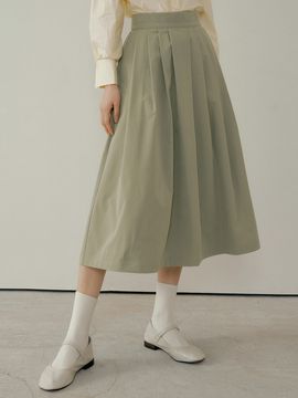 REORG Pod Pleated Flare Skirt_Green