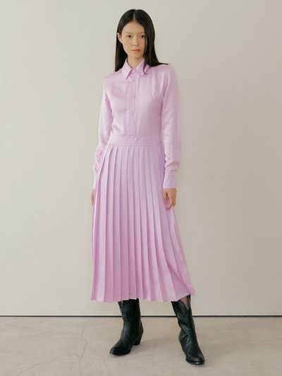 REORG Pod Pleated Shirt Dress_Ops Light Wisteria