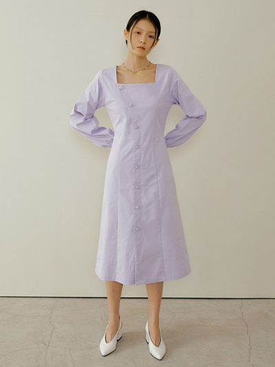 REORG Pod Wave Button Dress_Lavender