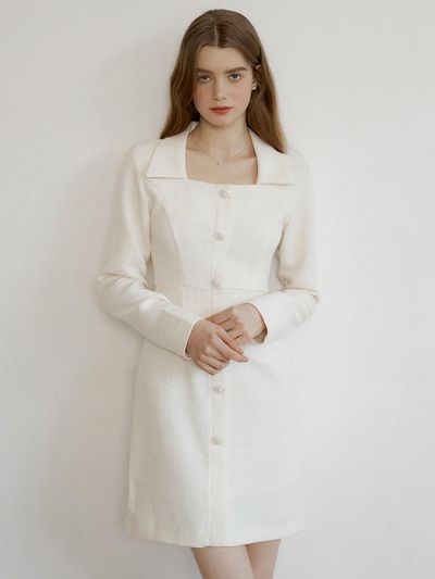 REORG Ranun Tweed Dress Black