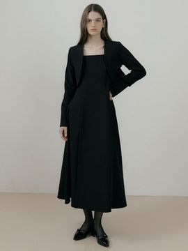 REORG Round Bolero Flare Two-Piece Dress [Black]