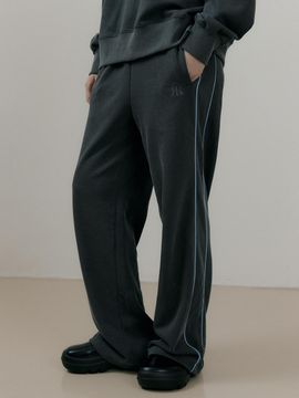 REORG Vintage Piping Wide Fleece Pants [Dark Gray]