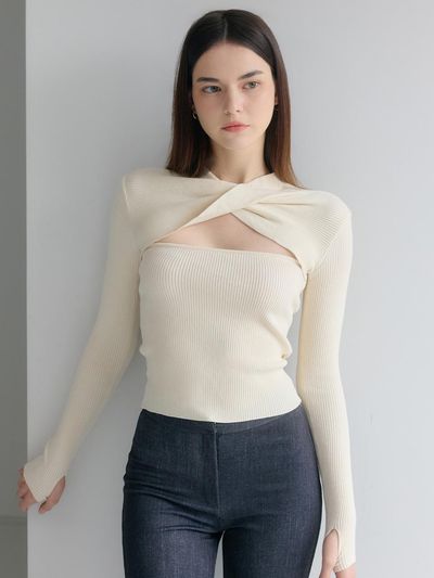 REPERE REPOSSI Knit Cover-up Yoga Wear (2 colors)
