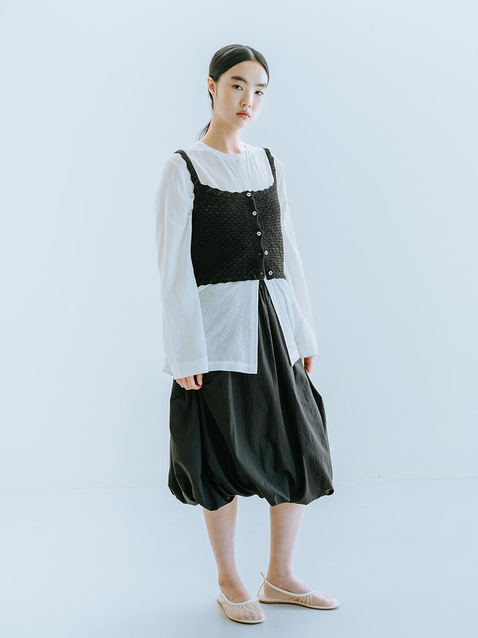 REPLAIN Balloon Midi Skirt _ Black