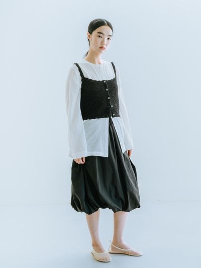 REPLAIN Balloon Midi Skirt _ Black