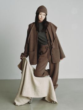 REPLAIN CASHMERE 10 BOXY CARDIGAN_BROWN