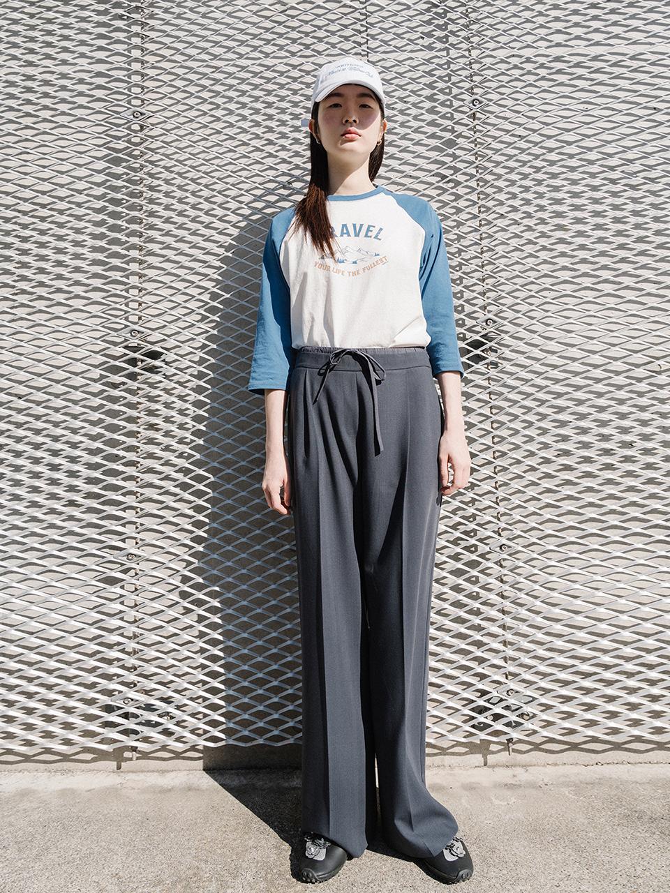 REPLAIN COMBI WAIST TUCK PANTS_CHARCOAL
