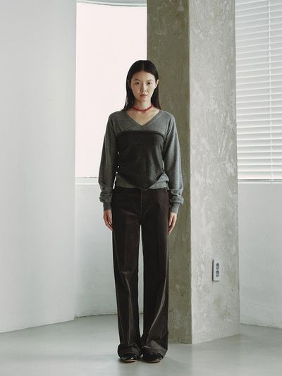 REPLAIN CORDUROY STRAIGHT PANTS_CHARCOAL