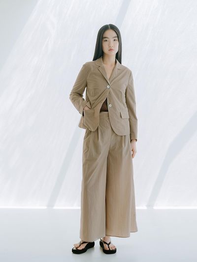 REPLAIN Cotton Blend Lightweight Jacket _ Beige