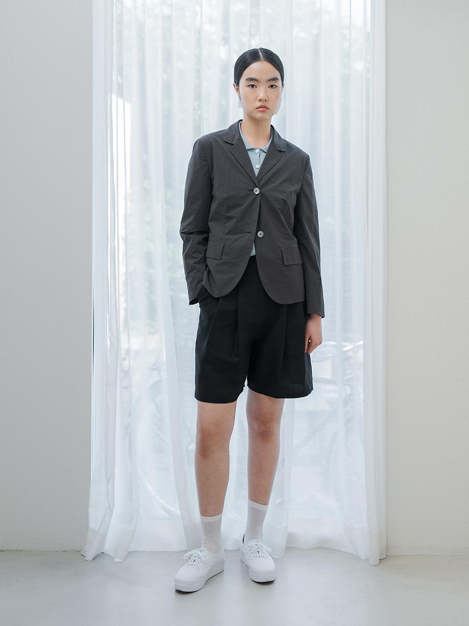 REPLAIN Cotton Blend Lightweight Jacket _ Charcoal